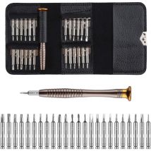 Mini Tournevis Précision Kit Outils de Réparation de Tournevis de Précision Portable avec étui en Cuir pour Laptop Montre Bijoux Jouets 25 en 1-Fei Yu