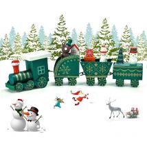 Mini Train en Bois,Deco Noel Train Noël Décorations,décoration de Noel,Caravane Miniature Christmas Decorations,Mini Figurine décoration intérieure
