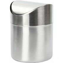 Gabrielle - Mini trash can made of stainless steel with practical swing lid for office, table, car, bedroom (silver)