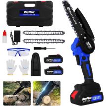 Mini Tronconneuse a Batterie, 6 Pouces Tronconneuse Électrique Sans Fil Brushless, Portable à une Main Tronconneuse a Batterie pour la Coupe du bois,