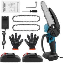 Ranipobo - Mini Tronçonneuse électrique 6 pouces Sans Fil avec 2 Batteries pour la Coupe du bois l'élagage le Jardin