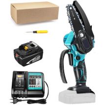Mini tronçonneuse électrique portable sans fil, petite scie à chaîne portative, sécateur, 1 batterie 5,5 A + chargeur DC18RC, compatible avec le