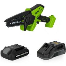 Vito - Mini tronçonneuse sans fil 20V + Batterie lithium 2Ah + Chargeur Mini scie électrique sans fil