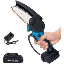 Pedony - Mini tronçonneuse sans fil 4 pouces, scies à chaîne électriques avec verrou de sécurité, petite tronçonneuse portative, 1 batterie 3.0 a +