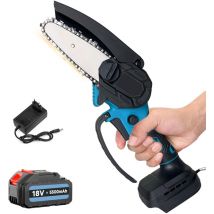 Pedony - Mini tronçonneuse sans fil 4 pouces, scies à chaîne électriques avec verrou de sécurité, petite tronçonneuse portative, 1 batterie 5,5 a +