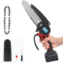 Mawiron - Mini tronçonneuses, tronçonneuse sans fil de 6 pouces, scie électrique à une main Coupe-bois avec 2 chaînes, (sans batterie), compatible