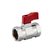 Mini-vanne laiton nickelé Femelle / Femelle 1/4" (8/13) - PN16 - manette rouge - Arcanaute