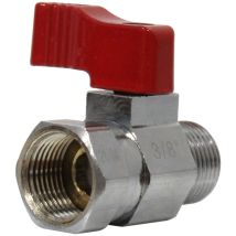 Mini-vanne laiton nickelé Mâle / Femelle 3/8" (12/17) - PN16 - manette rouge - Arcanaute