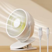 Mini ventilateur à pince, petit ventilateur usb avec batterie rechargeable 4000 mAh, 4 vitesses, max 14 heures, petit et silencieux pour lit, bureau,