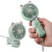 Mini ventilateur portable avec batterie rechargeable et 3 vitesses, petit ventilateur électrique personnel mignon pour filles/femmes/enfants en plein