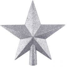 Mini-Weihnachtsbaumhut, 10,9 cm, für kleine Weihnachtsbäume, bruchsichere glitzernde Sterndekoration (Silber)