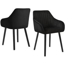 Minimalist Dining Chairs With Comfortable Backrests, Ergonomic Armrests And Sturdy Wooden Legs – Set Of 2 - Black