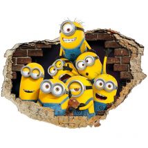 Minions foto di gruppo - Adesivo murale parete 3D wall sticker camera bimbi