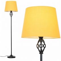 Valuelights - Barley Twist Floor Lamp in Black with Tapered Shade - Mustard