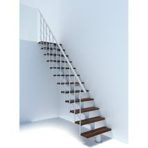 Minka - Gerade Treppe 12 Stufen - erreichbare Höhe 2.59 bis 3.12m - Breite 80cm - weiße Struktur und Nussbaumstufe - COMFO80/I/BN-12