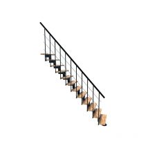 Minka - Gerade Treppe 12 Stufen - erreichbare Höhe 2.59 bis 3.12m - Breite 80cm - Schwarz und Buche - COMFO80/I/NB-12