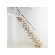Minka - Gerade Treppe 12 Stufen - erreichbare Höhe 2.59 bis 3.12m- Breite 80cm - graue Struktur und Buchestufe - COMFO80/I/GB-12