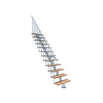 Minka - Gerade Treppe 12 Stufen - erreichbare Höhe 2.59 bis 3.12m - Breite 80cm - weiße Struktur und Buchestufe - COMFO80/I/BB-12