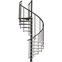 Minka Spindeltreppe Fusion 37 - 295cm Geschosshöhe Weiß Schwarz 160cm Durchmesser