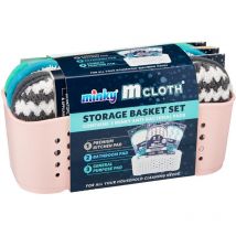 Minky - Set con cestino porta cuscinetti di pulizia M Cloth, rosa