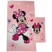 Minnie Mouse Disney, Asciugamani Bagno In Spugna, Set 2 Asciugamani Bagno, Asciugamano Viso, Asciugamano Bidet, Rosa, Cotone, 100 Percento, Set 2 