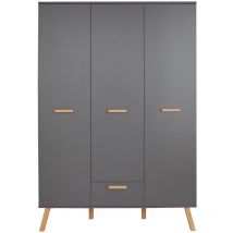 Ebuy24 - MatsBaby Armoire pour enfants 3 portes, 1 tiroir, gris.
