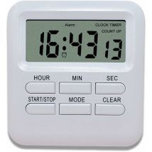 Minuterie Digitale avec Fonction d'Horloge/Réveil 3 en 1, Minuterie de Cuisine Aimanté, Timer Chronomètre Compte à Rebours, Gestion du Temps pour