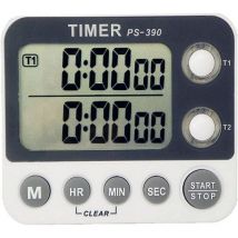 Minuteur de Cuisine, Minuteur de Cuisine 2 Canaux, Volume de la Sonnerie Réglable, Minuterie de Cuisson, Chronomètre, Grand écran lcd, Dos