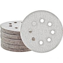 Shark Dischi abrasivi velcrati, 125 mm, 8 fori, p. Levigatrici rotorbitali (50 Pz.) G100 - Miotools