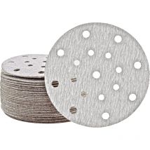 Shark Dischi abrasivi velcrati, 150 mm, 17 fori, p. Levigatrici rotorbitali (50 Pz.) G180 - Miotools