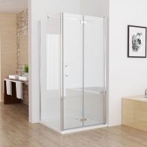 Duschkabine 120x80 Eckeinstieg Dusche 180° Falttür Duschwand mit Seitenwand 82cm nano Glas 195cm Rahmenlos - Miqu
