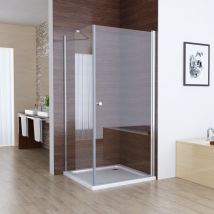 Duschkabine Eckeinstieg Schwingtür Duschabtrennung, 6mm esg Glas Duschwand, Pendeltür Komplett Dusche Höhe 185, ohne Duschwanne, 90x75 cm ( 90