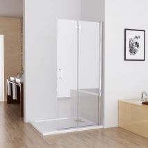 Miqu - Faltbar Duschwand 90x185 cm Walk in Dusche Pendeltüren Duschabtrennung mit Falttür Drehtür Duschkabine Nischentür 6mm nano Sicherheitsglas