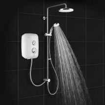 Mira Showers - Mira Elite se Pumped Electric 9.8kW White & Chrome Shower Model Dual Head Drench