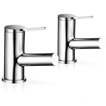 Mira Showers - Evolve Bath Pillar Taps Chrome Round Bathroom Minimalist Lever Pair 2.1816.003