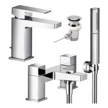 Mira - Showers Honesty Square Single Lever Basin + Bath Shower Mixer Kit Chrome