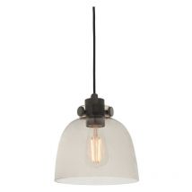 Merano - Alessandria Pendant Ceiling Light Smokey Grey Tinted Glass & Black Chrome Plate