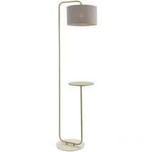 Merano Carrara Floor Lamp Satin Champagne Paint & Slate Grey Fabric