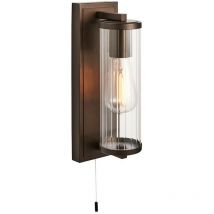 Como Bathroom Wall Lamp Dark Bronze Paint & Clear Ribbed Glass IP44 - Merano