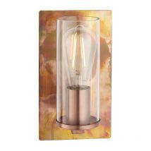 Merano - Palermo Wall Lamp Copper Patina Plate & Clear Glass