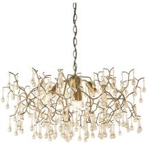 Merano - Rimini 4 Light Ceiling Pendant Aged Gold Paint & Champagne Lustre Glass