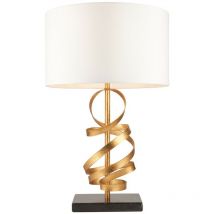 Sanremo Table Lamp Gold Leaf With Ivory Cotton And Black Marble - Merano