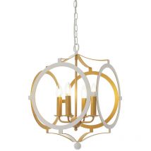 Merano - Vicenza 4 Light Ceiling Pendant Matt White & Gold Paint