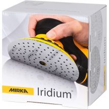 Mirka - Iridium Premium carta abrasiva ø 125 mm a strappo 89 fori, grana 80, 100 pz / Per la levigatura di vernice, stucco, fondo, legno, acciaio,