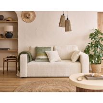 Bestmobilier - Miro - 2-sitzer einzelsofa - aus strukturiertem samt - beige