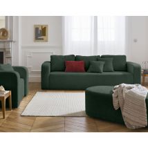 Bestmobilier - Miro - 3-sitzer einzelsofa - schlaffunktion und bettkasten - aus strukturiertem samt - grün