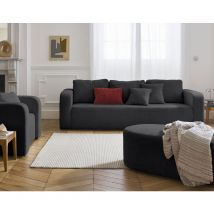 Bestmobilier - Miro - canapé droit 3 places - convertible avec coffre - en velours texturé