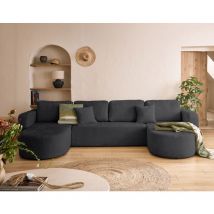 Bestmobilier - Miro - canapé panoramique en u 7 places - convertible avec coffre - en velours texturé