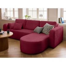 Miro - 4-sitzer ecksofa beidseitig montierbar - schlaffunktion und bettkasten - aus strukturiertem samt - pflaume