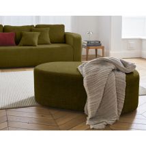 Bestmobilier - Miro - pouf en velours texturé - vert olive